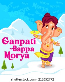 Lord Ganesha in vector for Happy Ganesh Chaturthi with text Ganpati Bappa Morya, My Lord Ganpati