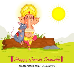 Lord Ganesha in vector for Happy Ganesh Chaturthi