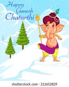 Lord Ganesha in vector for Happy Ganesh Chaturthi
