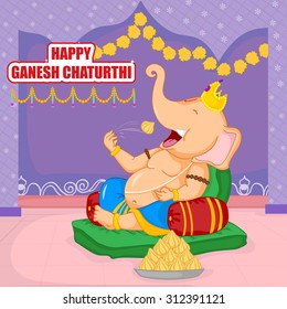 Lord Ganesha in vector for Happy Ganesh Chaturthi