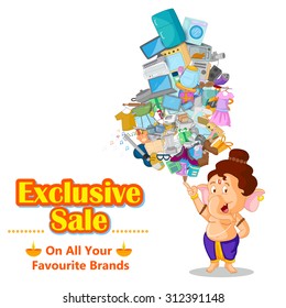 Lord Ganesha in vector for Happy Ganesh Chaturthi sale offer