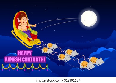 Lord Ganesha in vector for Happy Ganesh Chaturthi