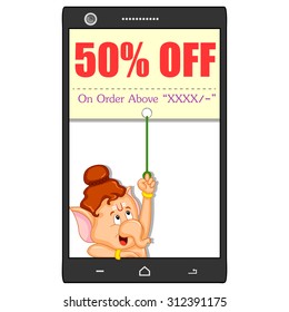 Lord Ganesha in vector for Happy Ganesh Chaturthi sale offer
