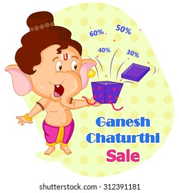 Lord Ganesha in vector for Happy Ganesh Chaturthi sale offer