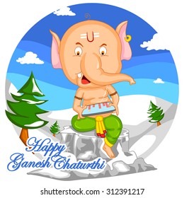Lord Ganesha in vector for Happy Ganesh Chaturthi
