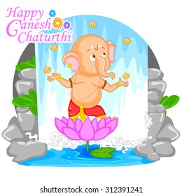 Lord Ganesha in vector for Happy Ganesh Chaturthi