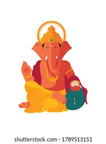 Lord Ganesha-Vektorgrafik einzeln auf weißem Hintergrund, leicht zu bearbeiten