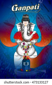 Lord Ganpati Indian God Ganesh Chaturthi festival holiday background. Vector illustration