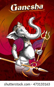 Lord Ganpati Indian God Ganesh Chaturthi festival holiday background. Vector illustration