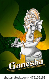 Lord Ganpati Indian God Ganesh Chaturthi festival holiday background. Vector illustration