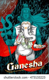 Lord Ganpati Indian God Ganesh Chaturthi festival holiday background. Vector illustration