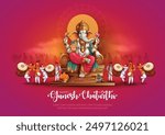 Lord Ganpati on Ganesh Chaturthi background. new abstract vector illustration design background