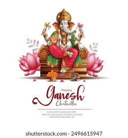 Lord Ganpati on Ganesh Chaturthi background. abstract vector illustration design white background