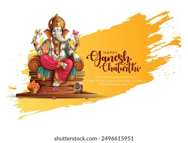 Lord Ganpati on Ganesh Chaturthi background. abstract vector illustration design white background