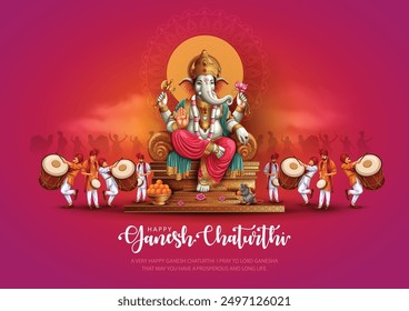 Lord Ganpati on Ganesh Chaturthi background. new abstract vector illustration design background