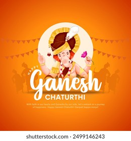 Lord Ganpati on Ganesh Chaturthi background. Creative vector illustration design background