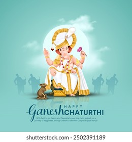 Lord Ganpati on Ganesh Chaturthi background. Creative vector illustration design