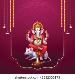 Lord Ganpati on Ganesh Chaturthi background. abstract vector illustration design background. Ganesh Chaturthi social media banner design with Lord Ganesh Vector.