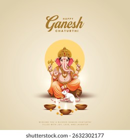 Lord Ganpati on Ganesh Chaturthi background. abstract vector illustration design background. Ganesh Chaturthi social media banner design with Lord Ganesh Vector.