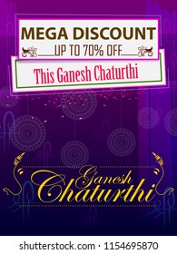 Lord Ganpati in vector for Happy Ganesh Chaturthi festival celebration of India Shopping Sale Advertisement background