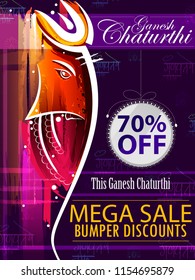 Lord Ganpati in vector for Happy Ganesh Chaturthi festival celebration of India Shopping Sale Advertisement background