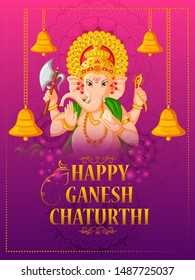 Lord Ganpati in vector for Happy Ganesh Chaturthi festival celebration of India