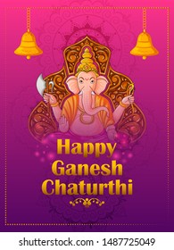 Lord Ganpati in vector for Happy Ganesh Chaturthi festival celebration of India