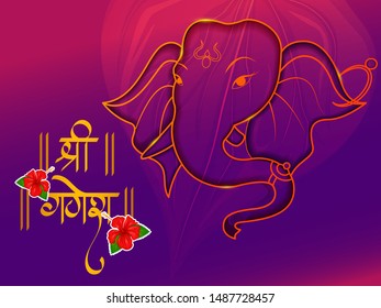 Lord Ganpati in vector for Happy Ganesh Chaturthi festival celebration of India with message in Hindi meaning Lord Ganesha