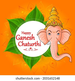 Lord Ganpati in vector for Happy Ganesh Chaturthi festival celebration of India