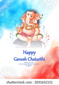 Lord Ganpati in vector for Happy Ganesh Chaturthi festival celebration of India