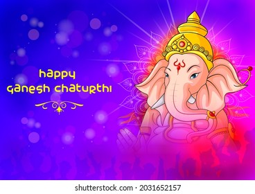 Lord Ganpati in vector for Happy Ganesh Chaturthi festival celebration of India