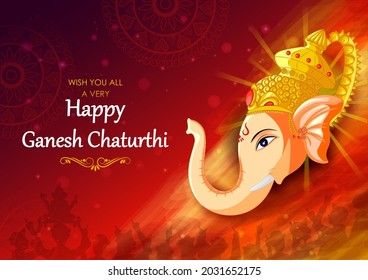 Lord Ganpati in vector for Happy Ganesh Chaturthi festival celebration of India