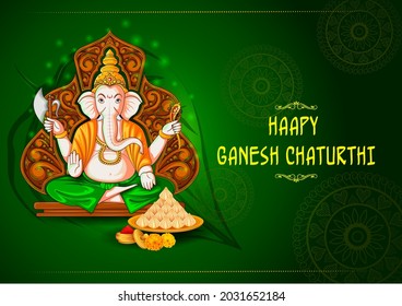 Lord Ganpati in vector for Happy Ganesh Chaturthi festival celebration of India