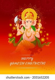 Lord Ganpati in vector for Happy Ganesh Chaturthi festival celebration of India