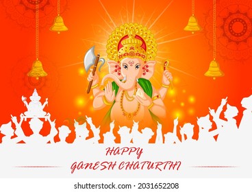 Lord Ganpati in vector for Happy Ganesh Chaturthi festival celebration of India