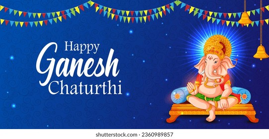 Lord Ganpati in vector for Happy Ganesh Chaturthi festival celebration of India