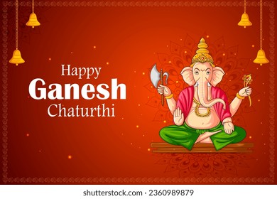 Lord Ganpati in vector for Happy Ganesh Chaturthi festival celebration of India