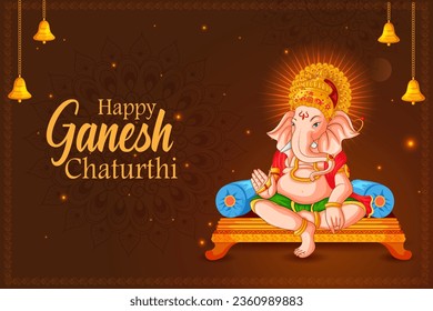 Lord Ganpati in vector for Happy Ganesh Chaturthi festival celebration of India