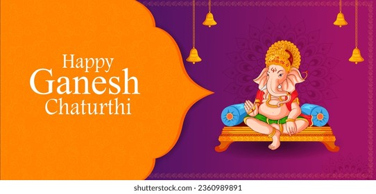 Lord Ganpati in vector for Happy Ganesh Chaturthi festival celebration of India
