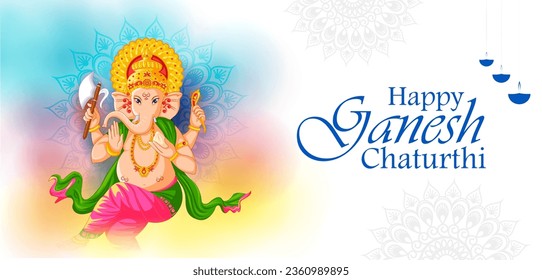 Lord Ganpati in vector for Happy Ganesh Chaturthi festival celebration of India