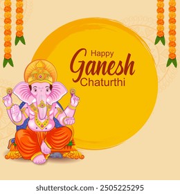 Lord Ganpati en Vector por la feliz celebración del festival Ganesh Chaturthi de la India