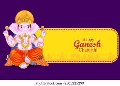 Lord Ganpati in vector for Happy Ganesh Chaturthi festival celebration of India