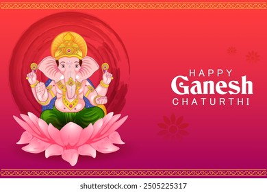 Lord Ganpati in vector for Happy Ganesh Chaturthi festival celebration of India