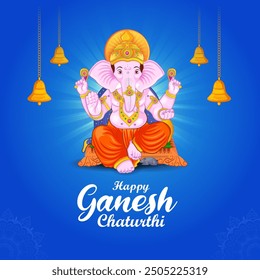 Lord Ganpati in vector for Happy Ganesh Chaturthi festival celebration of India