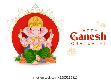 Lord Ganpati in vector for Happy Ganesh Chaturthi festival celebration of India
