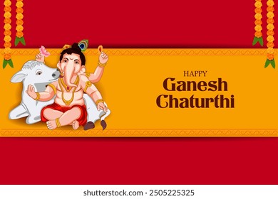 Lord Ganpati in vector for Happy Ganesh Chaturthi festival celebration of India