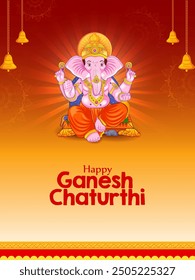 Lord Ganpati in vector for Happy Ganesh Chaturthi festival celebration of India