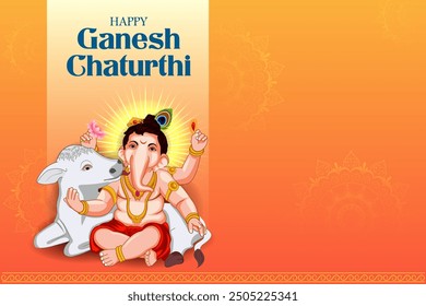 Lord Ganpati in vector for Happy Ganesh Chaturthi festival celebration of India