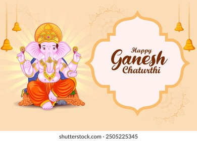 Lord Ganpati in vector for Happy Ganesh Chaturthi festival celebration of India