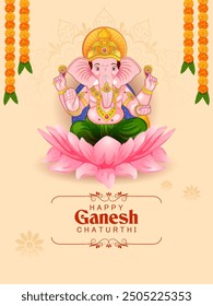 Lord Ganpati in vector for Happy Ganesh Chaturthi festival celebration of India